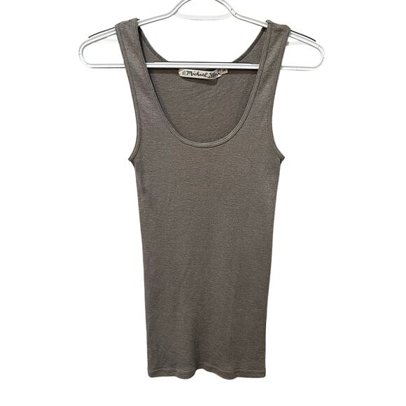 Michael Stars Shine Basic Fitted Tank Top Metallic Gray One Size - Picture 1 of 6
